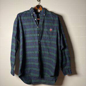 Ralph Lauren Golf Button Down Shirt Tilden Tartan Plaid Blackwatch LS Sz Large